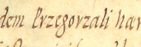 Dokument wydany w 1566 roku na sejmie w Lublinie, w którym król Zygmunt August zatwierdził sprzedaż łanu roli,
łąk, domu i ogrodów we wsi Przegorzały, dokonaną przez Adama z Czarnocin, wikariusza katedralnego i kapelana
wieczystego kolegiaty św. Michała na zamku krakowskim, należących do tej kolegiaty, na rzecz Josta Ludwika Decjusza
z Woli, dziedzica w Przegorzałach, żupnika królewskiego w kopalniach ołowiu w Olkuszu, karbarza wielickiego i sekretarza
królewskiego – oraz powiększenie zapisu nazwy wsi „Przegorzały”
(Archiwum Narodowe w Krakowie, sygn. perg. 1154)