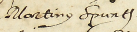 Z księgi miejskiej Kazimierza zawierającej indeks rzeczowy wpisów do kazimierskich ksiąg radzieckich z lat 1530–1603:
kopia wpisu elekcji rady urzędującej na rok 1556; wśród powołanych Marcin Spunth – zbliżenie zapisu imienia
(Archiwum Narodowe w Krakowie, sygn. K 176, s. 202)