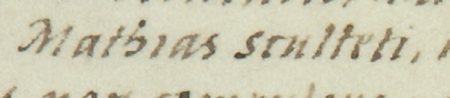 Dokument wydany w 1563 roku w Piotrkowie, w którym Zygmunt August na prośbę Stanisława Landroniego,
przeora oo. Augustianów przy kościele św. Katarzyny w Kazimierzu, potwierdził i powtórzył siedem wcześniejszych
dokumentów dotyczących pól i łąk we wsi Czyżowa, w tym najstarszy z nich, wydany w 1430 roku w Kazimierzu,
mocą którego rajcowie kazimierscy, wśród nich Maciej Sołtys, potwierdzili, że Wicher przekazał połowę łanu w Czyżowej
Jakubowi Taube Czechowi i jego żonie Marcie oraz ich spadkobiercom – oraz zbliżenie zapisu imienia
(Archiwum Narodowe w Krakowie, sygn. Aug. perg. 209)