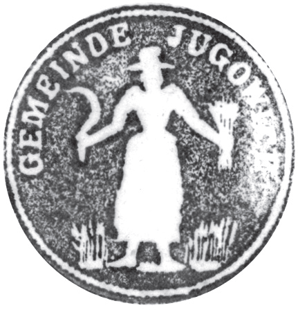 (1854)
Odciski pieczęci urzędowych Jugowic z lat
1854 i 1927 oraz pieczęci dominium
jugowickiego z 1854 roku
(Archiwum Narodowe w Krakowie,
sygn. 29/279/1999, s. 108; sygn. PUZKr 49, nlb.)