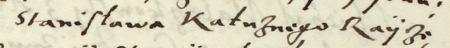 Z akt sądowych wielkorządcy krakowskiego obejmujących lata 1580–1583: fragment wpisu z 1582 roku dotyczącego sporu
o zwrot pieniędzy przekazanych zmarłemu rajcy Stanisławowi Kałużnemu za jego życia – oraz zbliżenie zapisu imienia
i urzędu (Archiwum Narodowe w Krakowie, sygn. Teut. 67, s. 257)