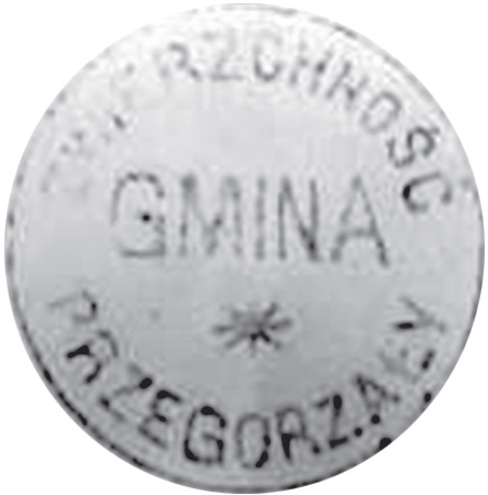 (1927)
Odciski pieczęci urzędowych
z lat 1847, 1927 i 1938
(Archiwum Narodowe w Krakowie,
sygn. WM 562, s. 223; sygn. 29/206/402,
s. 913; Archiwum Opactwa Benedyktynów
w Tyńcu, sygn. 5/1/4/11)