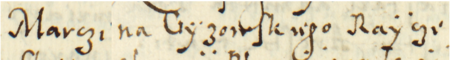 Z księgi radzieckiej Kazimierza obejmującej lata 1580–1583: wpis z 1581 roku relacjonujący, że dwaj starsi cechu karczmarskiego
przybyli wraz z burmistrzem miasta na żądanie Marcina Gizowskiego do piwnicy w jego domu, gdzie znajdowało
się piwo reklamowane przez rajcę, i wyjaśnili, że jest złe i trąci ziemią, bo ta się z komina oberwała i do chmielu wpadła, gdy
się w kotle smażył – oraz zbliżenie zapisu imienia i urzędu (Archiwum Narodowe w Krakowie, sygn. K 19, s. 69)