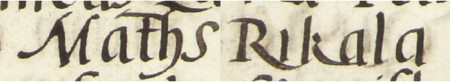 Z księgi radzieckiej Kazimierza obejmującej lata 1545–1551: wpis dokumentujący
wybór rady urzędującej na rok 1546, z Maciejem Rykałą w składzie – oraz zbliżenie zapisu imienia
(Archiwum Narodowe w Krakowie, sygn. K 11, s. 32–33)