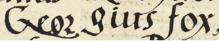 Z księgi radzieckiej Kazimierza obejmującej lata 1540–1545: fragment wpisu dokumentującego
wybór rady urzędującej na rok 1541, z Jerzym Foxem w składzie – oraz zbliżenie zapisu imienia
(Archiwum Narodowe w Krakowie, sygn. K 10, s. 88–89)