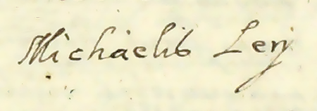 Z księgi radzieckiej obejmującej lata 1612–1621 fragment strony 632 z wykazem rajców urzędujących
wybranych na rok 1617, wśród których wymieniono dotychczasowego ławnika Stanisława Konradta (nr 470),
wybranego na miejsce po zmarłym rajcy Michale Lerim – oraz powiększenie zapisu imienia
(Archiwum Państwowe w Krakowie, sygn. rkps 458, s. 632)