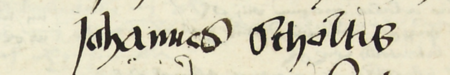 Z księgi radzieckiej Kazimierza obejmującej lata 1481–1508: fragment wpisu dokumentującego
wybór rady urzędującej na rok 1482, z Janem Scholtisem w składzie – zbliżenie zapisu imienia
(Archiwum Narodowe w Krakowie, sygn. K 7, s. 15)