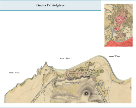 Gmina IV Podgórze według stanu z roku 1811 na przywołanym wcześniej planie miasta z 1811 r. – pierwszy raz
występująca w granicach miasta Krakowa dzielnica podgórska jako wynik epizodycznego przyłączenia odrębnego,
prawobrzeżnego miasta Podgórza do lewobrzeżnego Krakowa.