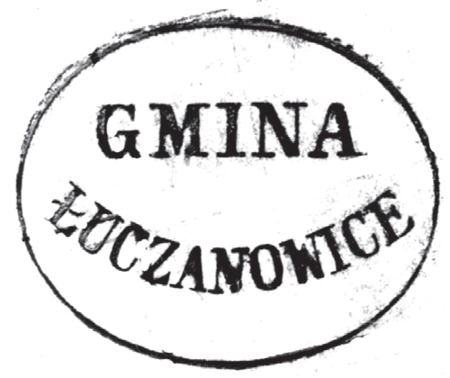 (1865)
Odciski pieczęci urzędowych Łuczanowic
z lat 1847, 1865 i 1954
(Archiwum Narodowe w Krakowie,
sygn. WM 562, s. 2073; sygn. T.Schn. 1048,
s. 636; sygn. Gm. Ru. 34, s. 273)