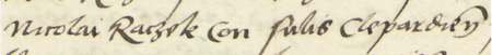 Z księgi ławniczej Kleparza obejmującej sprawy z lat 1528–1553: fragment wpisu z 1552 roku dotyczącego
sprawy z udziałem przyszłego rajcy Jakuba Raczka (nr 83), syna zmarłego Mikołaja Raczka, rajcy kleparskiego -
oraz zbliżenie zapisu imienia i urzędu (Archiwum Narodowe w Krakowie, sygn. KL 2, s. 634)