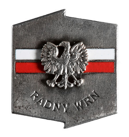 Obowiązująca w latach 1980–1988 ogólnopolska odznaka radnego wojewódzkiej rady narodowej,
właściwa także dla radnych Rady Narodowej Miasta Krakowa pełniącej rolę rady szczebla
wojewódzkiego, o czym była już mowa wcześniej, w kontekście odznaki przewodniczącego rady z tego
okresu. Odznaki tej używali również krakowscy radni.