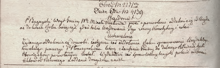 Z sentencjonarza obrad Senatu Rządzącego Wolnego Miasta Krakowa wpis z 1819 r.
dotyczący wójta Marcelego Bugajskiego
(Archiwum Narodowe w Krakowie, sygn. WMK IV-6, s. 390)