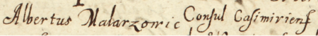 Z księgi radzieckiej Kazimierza obejmującej protokoły spraw kryminalnych z lat 1611–1628:
początkowy fragment wpisu toczącej się w 1624 roku sprawy Zofii ze Skalbmierza oskarżonej przez rajcę
Wojciecha Malarzowica zwanego Gładysz o uwiedzenie gusłami jego syna Szymona
(Archiwum Narodowe w Krakowie, sygn. K 267, s. 206)