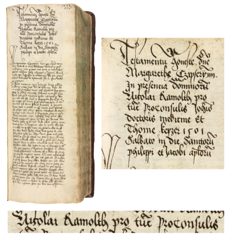 Z księgi testamentów obejmującej lata 1427–1623 strona 165 z wpisem z 1501 roku stwierdzającym, że w sobotę, w dzień
św. św. Filipa i Jakuba, Małgorzata Czipsczynna złożyła swoje zeznanie testamentowe w obecności rajców Mikołaja Ramułta,
wówczas burmistrza, Jana z Reguł (nr 291) i Tomasza Keysera (306) – oraz powiększenie zapisu imienia i funkcji burmistrza
(Archiwum Państwowe w Krakowie, sygn. rkps 772, s. 165)