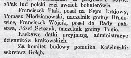 („Postęp” 1909, nr 284, s. 2)