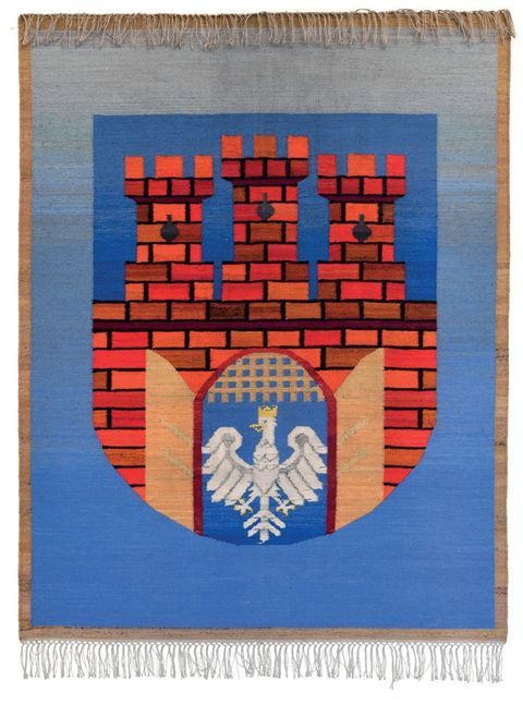 (579) Po roku 1991 – kilim „herbowy” z gabinetu
przewodniczącego Rady Miasta Krakowa, herb
według wzoru wprowadzonego w 1991 r.
(z zasobów UMK)